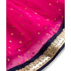 Babyhug  Short Sleeves Sequin Embroidered Choli and Shimmer Net Lehenga with Dupatta -  Fuschia