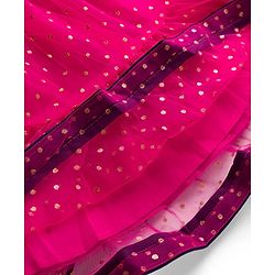 Babyhug  Short Sleeves Sequin Embroidered Choli and Shimmer Net Lehenga with Dupatta -  Fuschia