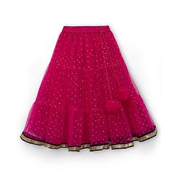 Babyhug  Short Sleeves Sequin Embroidered Choli and Shimmer Net Lehenga with Dupatta -  Fuschia