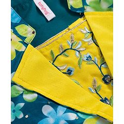 Babyhug Georgette Woven Full Sleeves Choli Lehenga & Jacket Set With Floral Print & Embridoery - Green