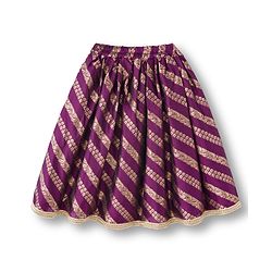 Babyhug Brocade Woven Half Sleeves Choli Lehenga & Dupatta Set With Floral Embriodery - Wine