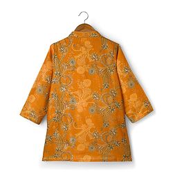 Babyhug Cotton Woven Full Sleeves Cambric Foil Printed Kurta Pajama Set- Mustard