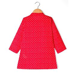 Babyhug Cambric Woven Full Sleeves Kurta Dhoti Set with Angarakha Foil Print - Red