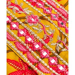 Babyhug Cambric Woven Full Sleeves Kurta Gharara & Dupatta Set With Floral Print - Mustard