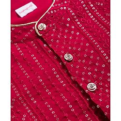 Babyhug Georgette Woven Full Sleeves Embellished Kurta Dhoti Set - Red & White