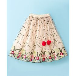 Babyhug Woven Choli Lehenga Set with Three Fourth Sleeves Jacket Floral Embroidery & Sequin Detailing - Multicolor