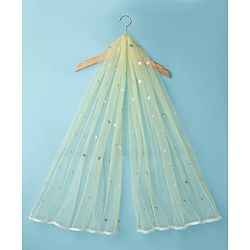 Babyhug Net Woven Three Fourth Choli Lehenga & Dupatta Set With Sequin Embriodery - Green