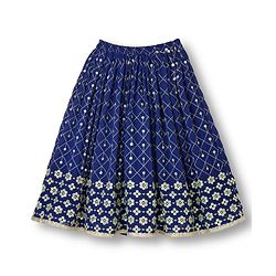 Babyhug Georgette Woven Half Flutter Sleeves Choli Lehenga Set with Dupatta & Embroidery - Navy Blue