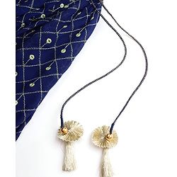 Babyhug Georgette Woven Half Flutter Sleeves Choli Lehenga Set with Dupatta & Embroidery - Navy Blue