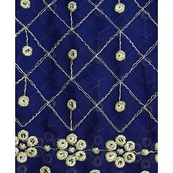 Babyhug Georgette Woven Half Flutter Sleeves Choli Lehenga Set with Dupatta & Embroidery - Navy Blue