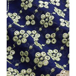 Babyhug Georgette Woven Half Flutter Sleeves Choli Lehenga Set with Dupatta & Embroidery - Navy Blue