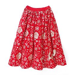 Babyhug Velvet Woven Half Puffed Sleeves Choli Lehenga & Dupatta Set with Floral Embroidery & Embellishments - Red