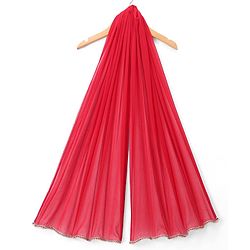 Babyhug Velvet Woven Half Puffed Sleeves Choli Lehenga & Dupatta Set with Floral Embroidery & Embellishments - Red