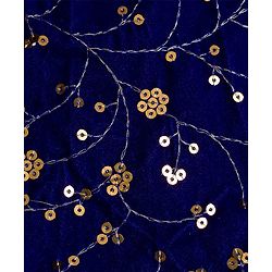 Babyhug Velvet Woven Half Sleeves Choli Lehenga & Dupatta Set With Sequin Embriodery - Blue