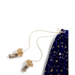 Babyhug Velvet Woven Half Sleeves Choli Lehenga & Dupatta Set With Sequin Embriodery - Blue
