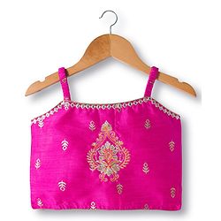 Babyhug Brocade Woven Sleeveless Choli Lehenga & Dupatta Set With Floral Embroidery - Orange