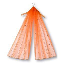 Babyhug Brocade Woven Sleeveless Choli Lehenga & Dupatta Set With Floral Embroidery - Orange