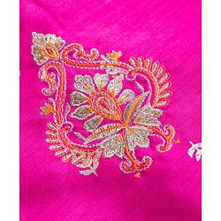 Babyhug Brocade Woven Sleeveless Choli Lehenga & Dupatta Set With Floral Embroidery - Orange