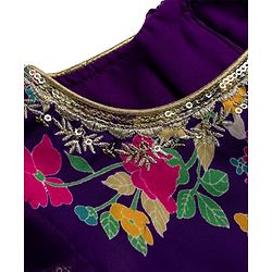 Babyhug Rayon Woven Half Sleeves Ethnic Dress With Embroidered Detailing & Floral Print - Purple