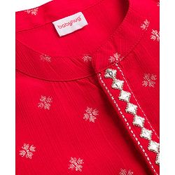 Babyhug Woven Full Sleeves Kurta Pajama Set With Floral Foil Print - Red