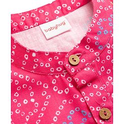 Babyhug Cambric Woven Full Sleeves Kurta Dhoti Set With Bandhani Print - Pink