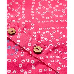 Babyhug Cambric Woven Full Sleeves Kurta Dhoti Set With Bandhani Print - Pink