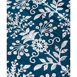 Babyhug Cotton Blend Woven Full Sleeves Kurta Pajama Set with Jacket & Floral Embroidery - Teal Blue