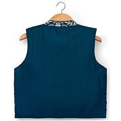 Babyhug Cotton Blend Woven Full Sleeves Kurta Pajama Set with Jacket & Floral Embroidery - Teal Blue