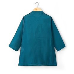 Babyhug Woven Full Sleeves Kurta Pajama & Floral Embroidery Jacket Set  - Teal Blue