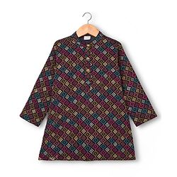 Babyhug Cotton Blend Woven Full Sleeves Kurta Pajama Set with Embroidery - Navy Blue