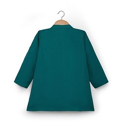 Babyhug Cotton Blend Full Sleeves Kurta Pajama Set with Jacket & Motif Embroidery - Teal Blue