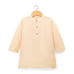 Babyhug Woven Full Sleeves Kurta Pajama & Nehru Jacket with Foil Embroidery - Beige & Purple