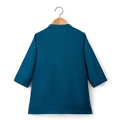 Babyhug Woven Full Sleeves Kurta Pajama & Nehru Jacket with Diamond argyle Print - Teal Blue