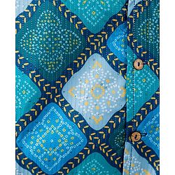 Babyhug Woven Full Sleeves Kurta Pajama & Nehru Jacket with Diamond argyle Print - Teal Blue