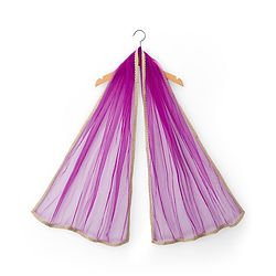 Babyhug Lurex Woven Three Fourth Sleeves Choli Lehenga & Dupatta Set With Floral Embriodery - Purple
