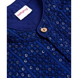 Babyhug Georgette Woven Full Sleeves Kurta Pajama Set with Embroidery - Navy Blue