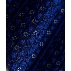 Babyhug Georgette Woven Full Sleeves Kurta Pajama Set with Embroidery - Navy Blue