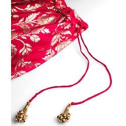 Babyhug Brocade Woven Sleeveless Choli Lehenga Set with Dupatta & Floral Embroidery - Red