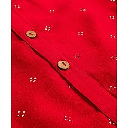 Babyhug Cotton Woven Full Sleeves Kurta Dhoti Set With Foil Print - Red