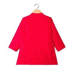 Babyhug Cotton Woven Full Sleeves Kurta Dhoti Set With Foil Print - Red