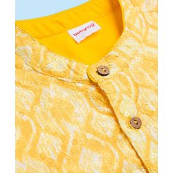 Babyhug Woven Full Sleeves Hakkoba Embroidered  Kurta Dhoti Set -Yellow