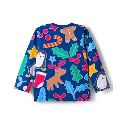 Babyhug Cotton Knit Full Sleeves Co-ords Night Suit With Star Print - Blue