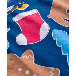 Babyhug Cotton Knit Full Sleeves Co-ords Night Suit With Star Print - Blue