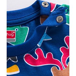 Babyhug Cotton Knit Full Sleeves Co-ords Night Suit With Star Print - Blue