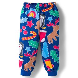 Babyhug Cotton Knit Full Sleeves Co-ords Night Suit With Star Print - Blue