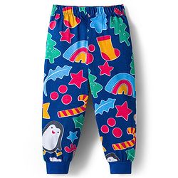 Babyhug Cotton Knit Full Sleeves Co-ords Night Suit With Star Print - Blue