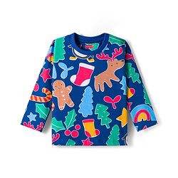 Babyhug Cotton Knit Full Sleeves Co-ords Night Suit With Star Print - Blue