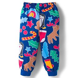 Babyhug Cotton Knit Full Sleeves Co-ords Night Suit With Star Print - Blue