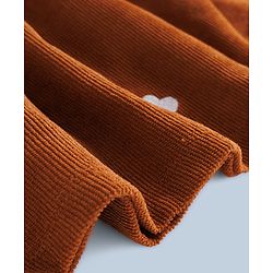 Babyhug Cotton Woven Frock & Full Sleeves Inner Tee With Animal & Heart Embroidery - Brown & White