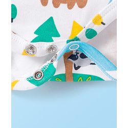 Babyhug 100% Cotton Knit Full Sleeves Onesie with Animal Print - White